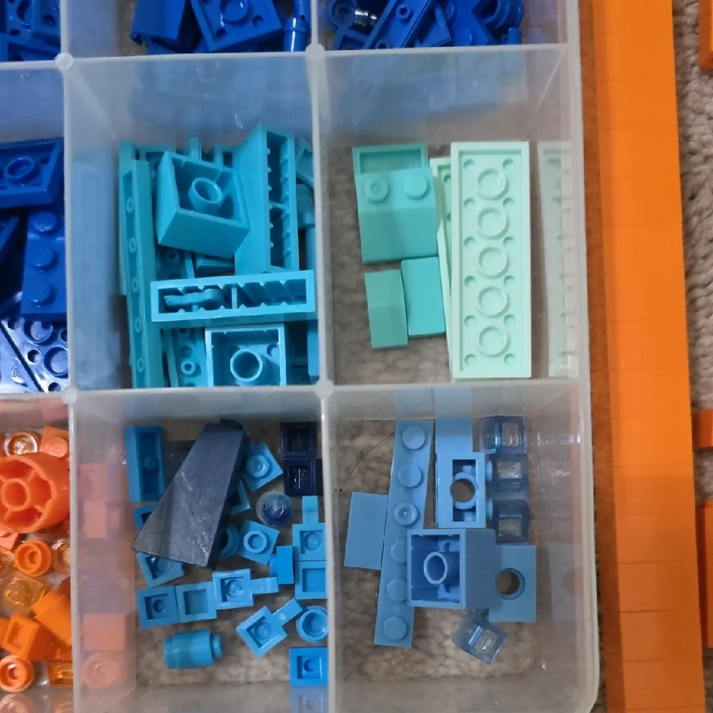LEGO Bundle of Blue and Orange Building Blocks Set with Container